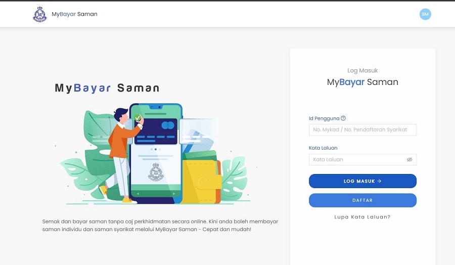 official portal MyBayar saman